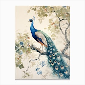 Peacock In The Tree Branches Canvas Print