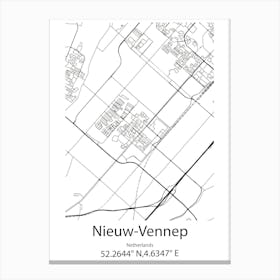 Nieuw Vennep,Netherlands Minimalist Map Canvas Print