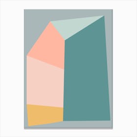 Modern Geometric Shape in Earthy Pastel Teal Peach and Coral Canvas Print
