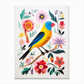 Scandinavian Bird Illustration American Goldfinch 4 Canvas Print