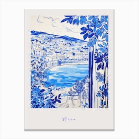 Nice France 6 Mediterranean Blue Drawing Poster Canvas Print