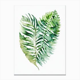 Heart Fern Watercolour Canvas Print