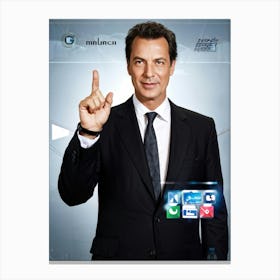 Businessman Technology Multimedia Mail Communication Interaction Community Finger Computer (2) 2 Canvas Print