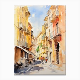 Catania, Italy Watercolour Streets 2 Canvas Print