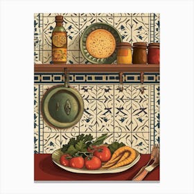 Food In The Kitchen Art Deco Inspired Canvas Print