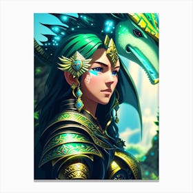 Girl With A Dragon 1 Canvas Print