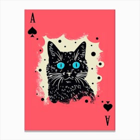Playing Cards Cat 6 Pink And Black Canvas Print