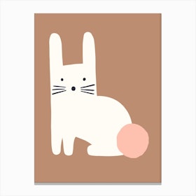 Scandi Rabbit Brown Canvas Print