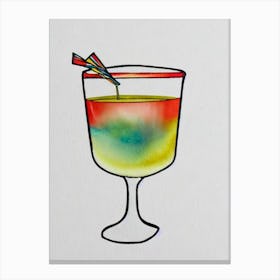 Bubblegum MCocktail Poster artini Minimal Line Drawing With Watercolour Cocktail Poster Canvas Print