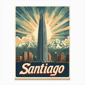 Aihrgdesign A Vintage Travel Poster Of Santiago 2 Canvas Print