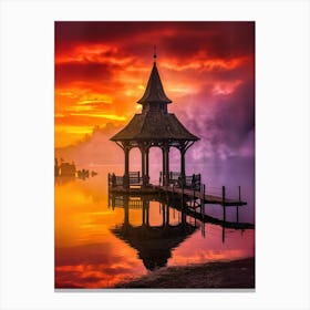 Sunset At The Gazebo Canvas Print