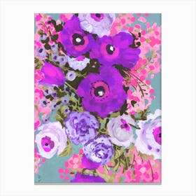 Purple And Rose Pink Bouqet Canvas Print