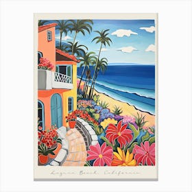 Poster Of Laguna Beach, California, Matisse And Rousseau Style 2 Canvas Print
