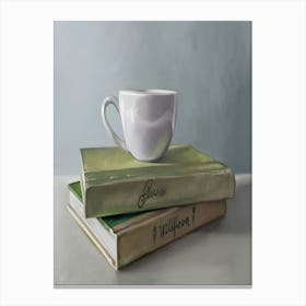 Coffee Cup On Books Canvas Print