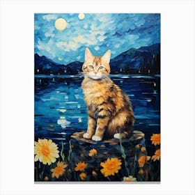 Cat Sunflowers 2 Canvas Print