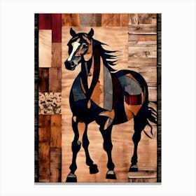 Horse, Wood, Denim Canvas Print