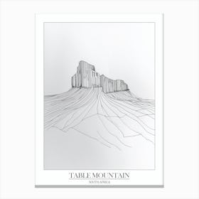Table Mountain South Africa Line Drawing 2 Poster Canvas Print