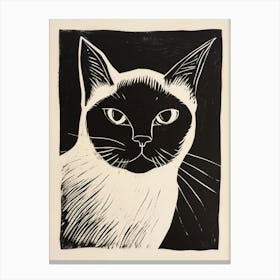 Birman Cat Linocut Blockprint 8 Canvas Print