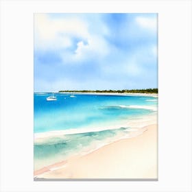 Grace Bay Beach, Turks And Caicos Watercolour Canvas Print