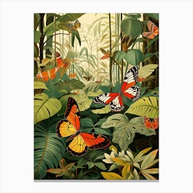 Butterflies In The Jungle Japanese Style Painting 1 Canvas Print
