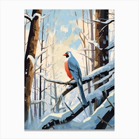 Winter Woodpecker 3 Illustration Canvas Print