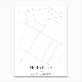 North Perth,Canada Minimalist Map Canvas Print