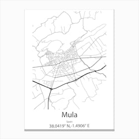 Mula,Spain Minimalist Map Canvas Print