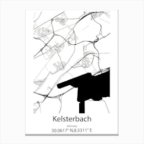 Kelsterbach,Germany Minimalist Map Canvas Print