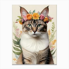 Balinese Javanese Cat With Flower Crown (15) Canvas Print