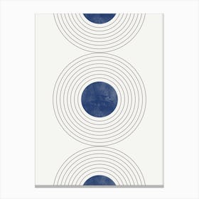 Retro, Blue Circles Canvas Print