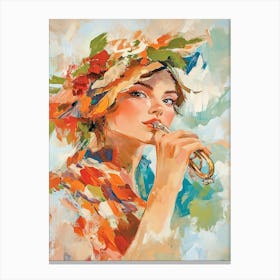 Woman Playing The Trumpet Canvas Print