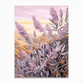 Lavender 3 Flower Painting Canvas Print