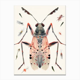 Colourful Insect Illustration Cricket 13 Canvas Print