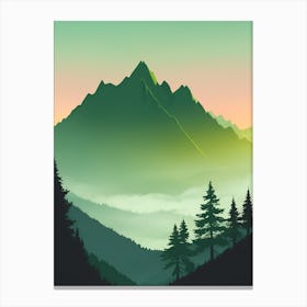 Misty Mountains Vertical Composition In Green Tone 115 Canvas Print
