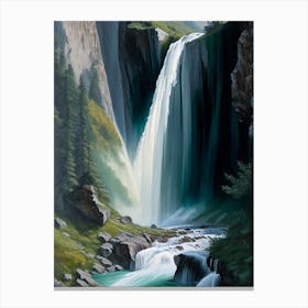 Gavarnie Falls, France Peaceful Oil Art  Canvas Print