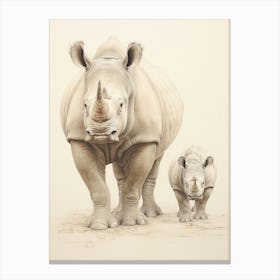 Two Rhinos Walking Canvas Print