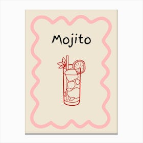 Mojito Doodle Poster Pink & Red Canvas Print
