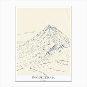 Pico De Orizaba Mexico Color Line Drawing 5 Poster Canvas Print