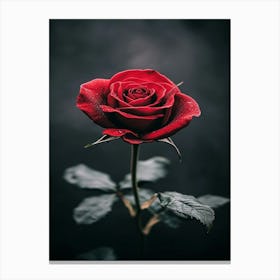 Red Rose On Dark Background 1 Canvas Print