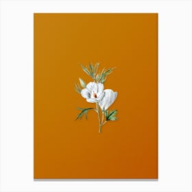 Vintage Lilac Hibiscus Flower Branch Botanical on Sunset Orange n.0534 Canvas Print