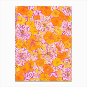 Nasturtium Floral Print Warm Tones 2 Flower Canvas Print