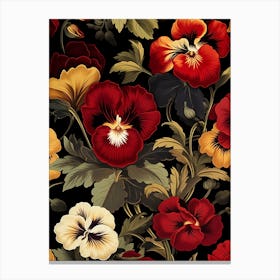 Winter Pansy 4 William Morris Style Winter Florals Canvas Print