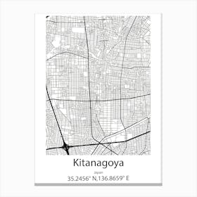 Kitanagoya,Japan Minimalist Map Canvas Print