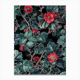 Red Roses Inspired By William Morris Canvas Print