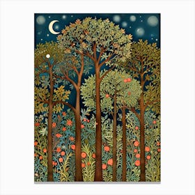 Night In The Forest William Morris Canvas Print