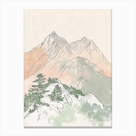 Mount Hua China Color Line Drawing (8) Canvas Print