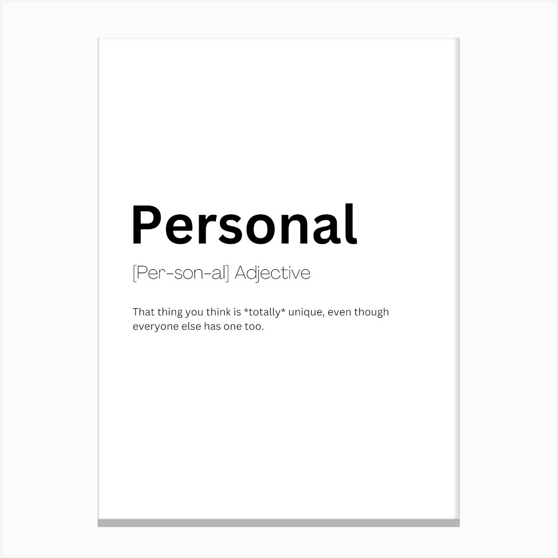 Personal Definition Meaning 1 Canvas Print by Kaigozen
