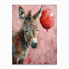 Cute Donkey 3 With Balloon Canvas Print