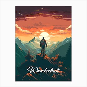 Wanderlust Mountain Hiking Adventure Canvas Print