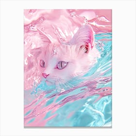 Pink Cat In Water Toile